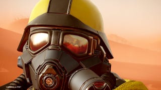 helldivers 2 premium warbond header image showing close up of a soldier in a yellow helmet and black mask