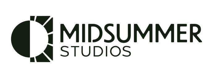 The company logo for Midsummer Studios, showing a sun half in darkness, and half with sunbeams.