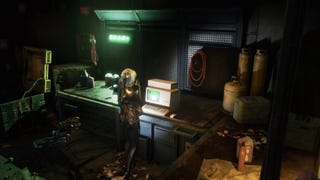 stellar blade eve looking at aaron's locker computer